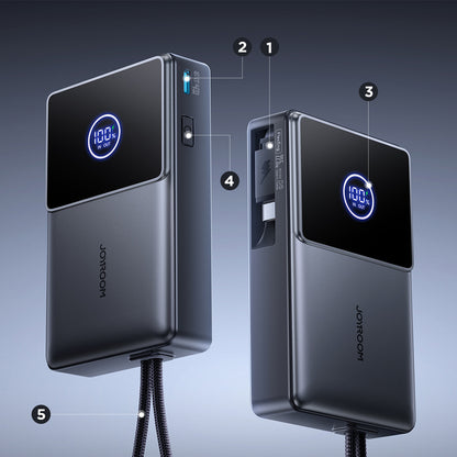 Powerbank Joyroom JR-PR1 10000mAh 22.5W com Cabo USB-C Retrátil Integrado – Preto