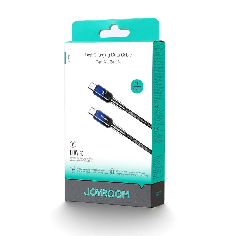 Cabo Joyroom S-A42 Crystal-Clear Series USB-C para USB-C 60W 1.2m
